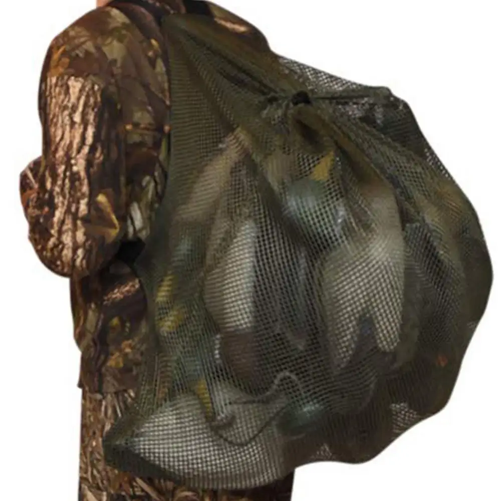 Mesh Decoy Bag With Shoulder Straps Outdoor Duck Gooses Mesh Luring Decoy Shoulders Bag Drawstring Hunting Backpack Accessories