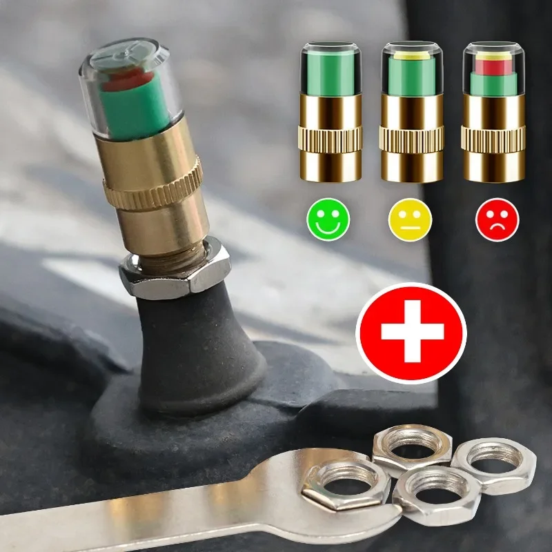 자동차 타이어 압력 표시기 방진 밸브 커버, 도난 방지 버전, 전체 구리 코어 자동차 타이어 저압 경고 캡 모니터