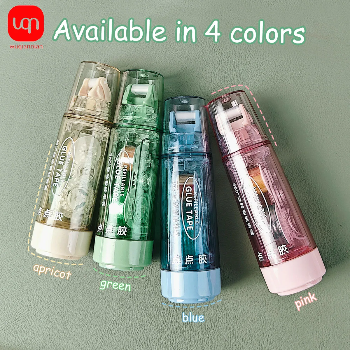 WQN 1 قطعة + 1 مجموعة بديلة. قلم غراء مدبب على الوجهين مع 360 درجة ° رأس دوار، ألوان عشوائية، صنبور لاصق عالي الجودة #5