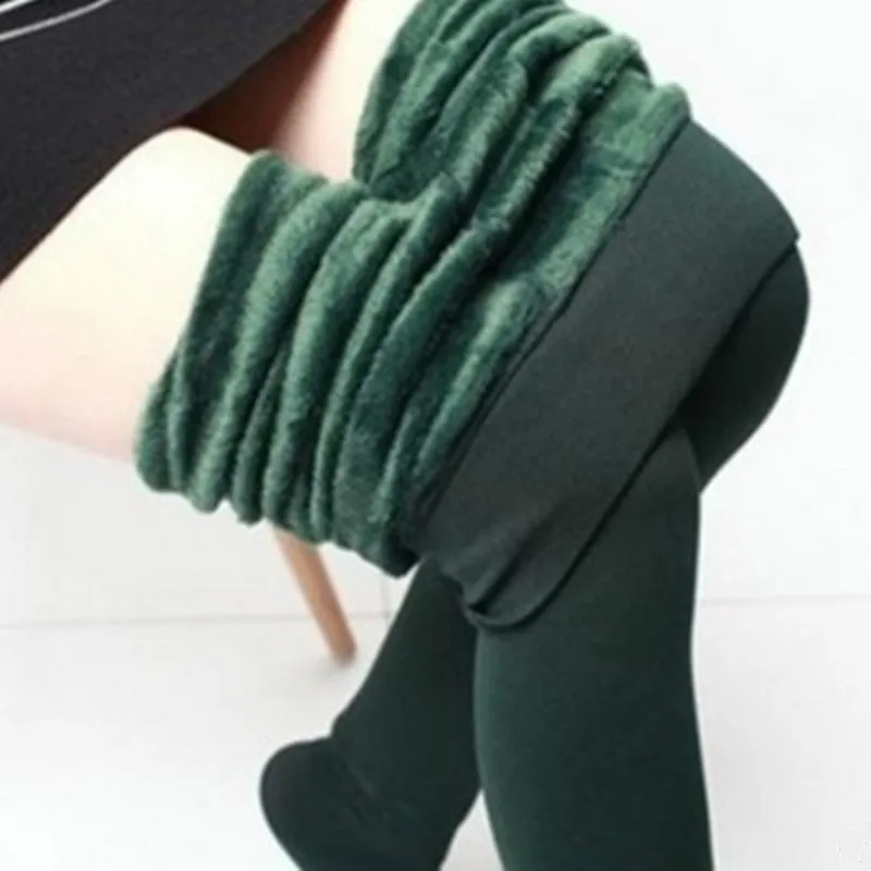 Premium Women Thickened Leggings Winter Cashmere Pearl Warm Pants High Elastic Foot The Step Waist Green Burgun Quality 200g