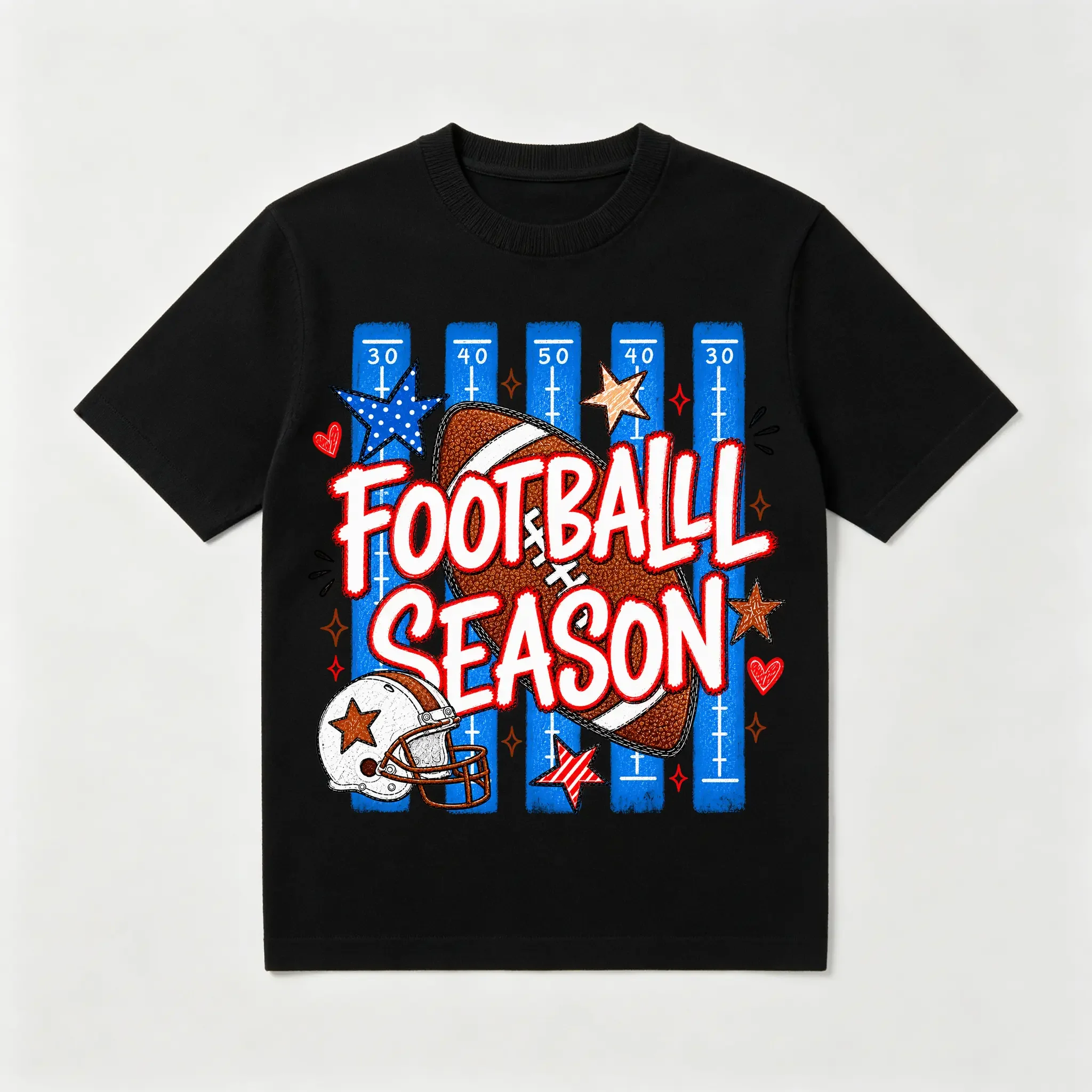 Football Season Graphic T-Shirt & Sweatshirt, Unisex Game Day Football Shirt, Retro Sports Graphic Tee, Vintage Tailgate Outfit, Casual Crew Neck Fan Top, Fall Stadium Wear, Touchdown Season Gift for Men Women, Black White, Everyday Sportswear Hoodie