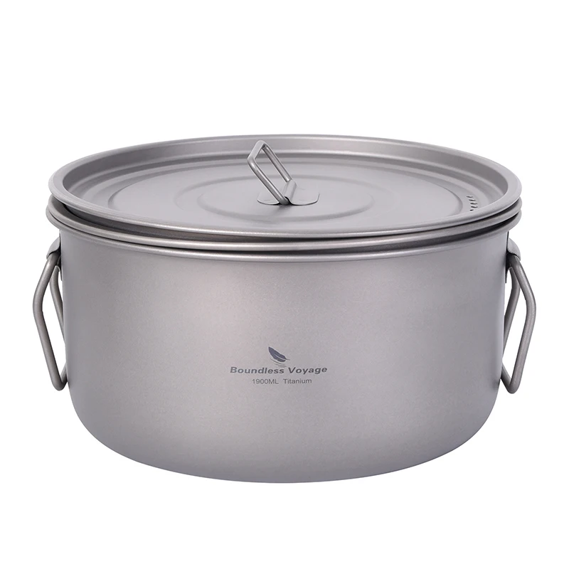 Boundless Voyage Titanium Camping Cookware Set with Steamer Pot Frying Pan Lid Outdoor Travel Picnic Saucepan Tea Tray