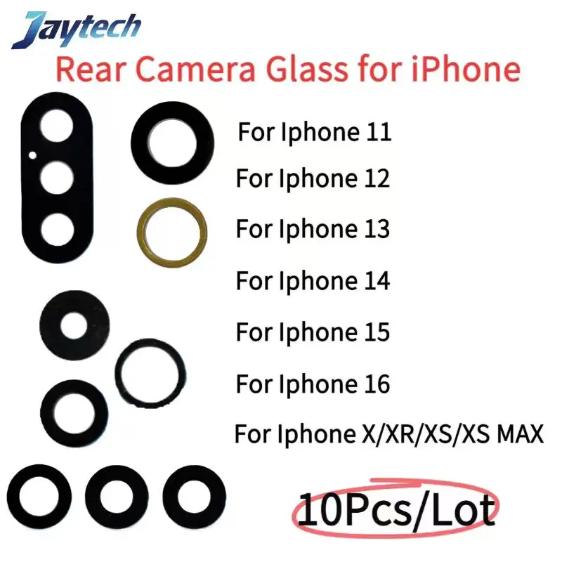 

10PCS Rear Back Camera Glass Lens For iPhone 12 13 14 X XR XS Pro Max Camera Glass With Glue Adhesive