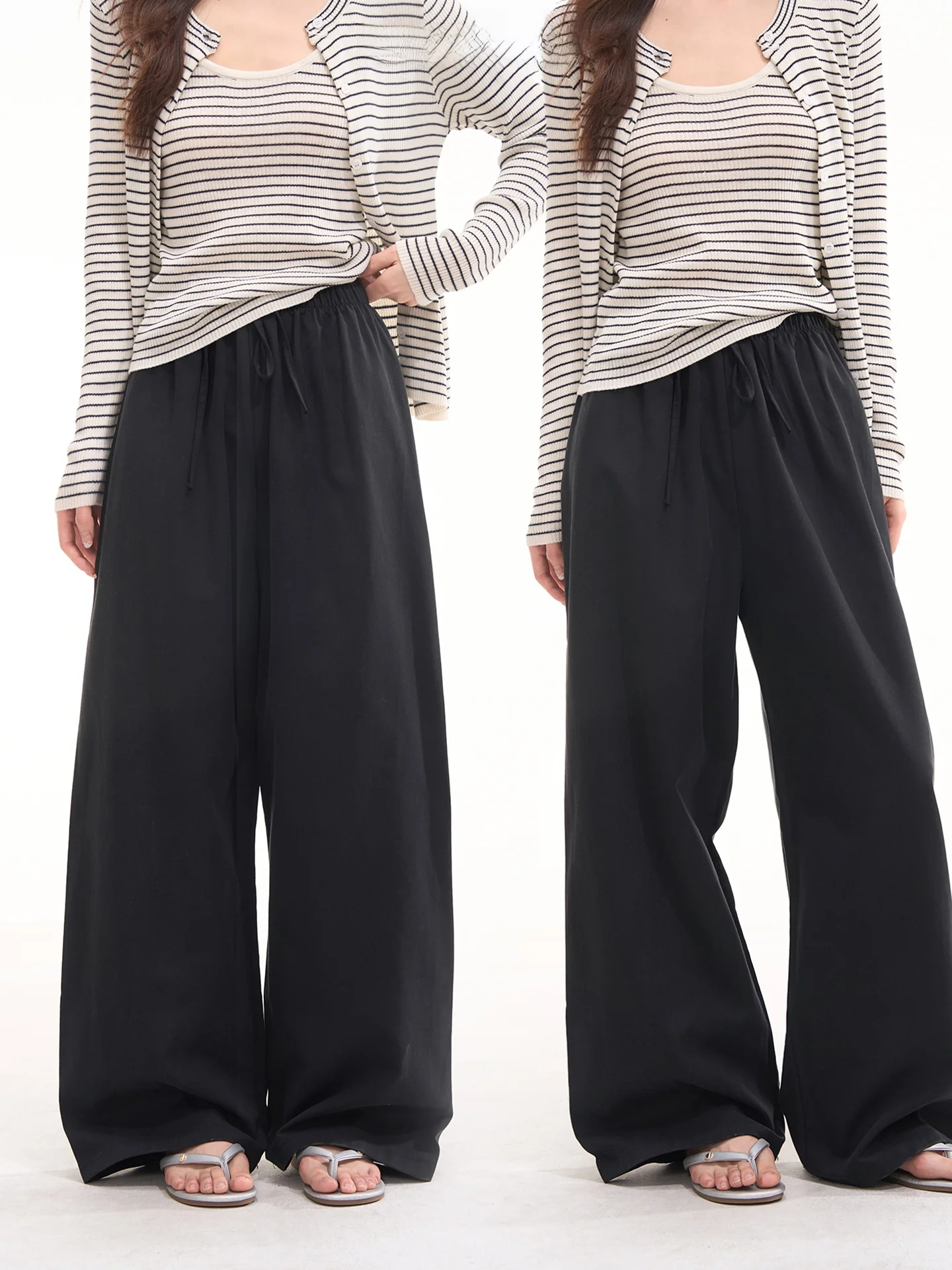 

Женские повседневные брюки Heme: широкие, прямого кроя, из хлопка, с эластичным поясом на шнурке, модные, весна-лето