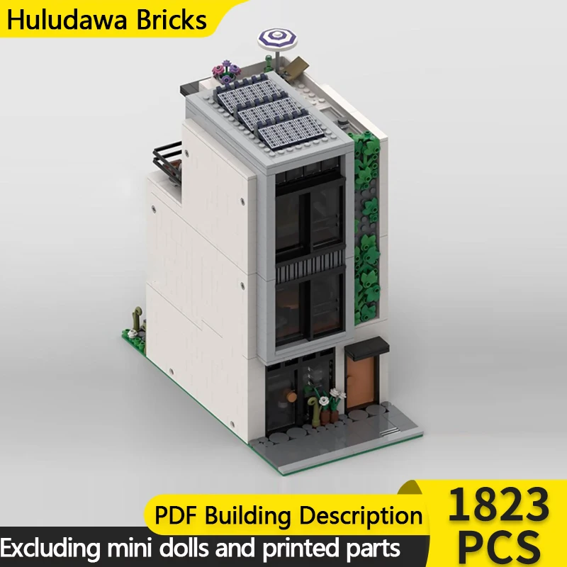 

Модель City Street View MOC, строительные кирпичи, современный городской дом, модульная технология, детские праздничные подарки, сборные игрушки, костюм