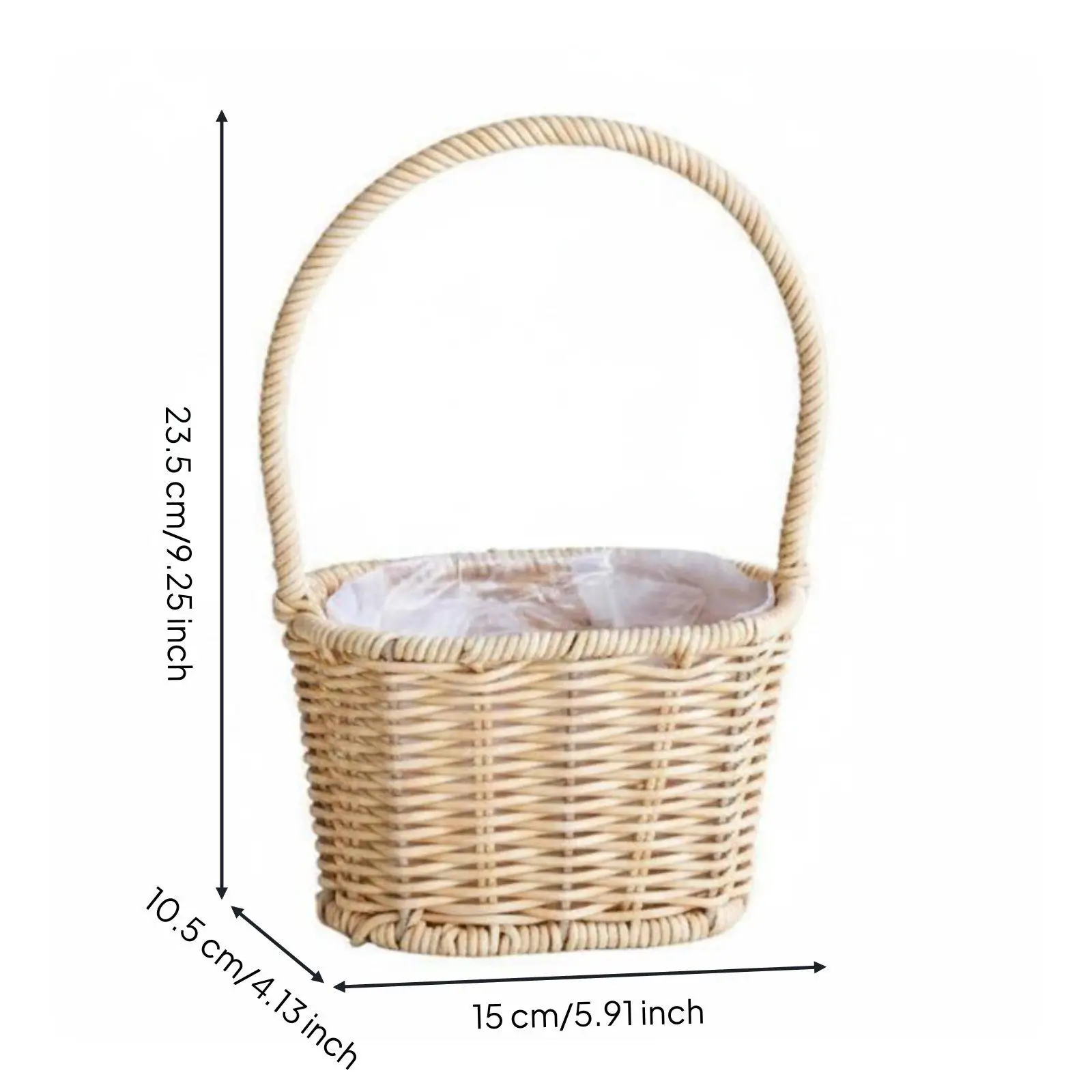 Woven flower basket, multi-purpose storage basket with handle