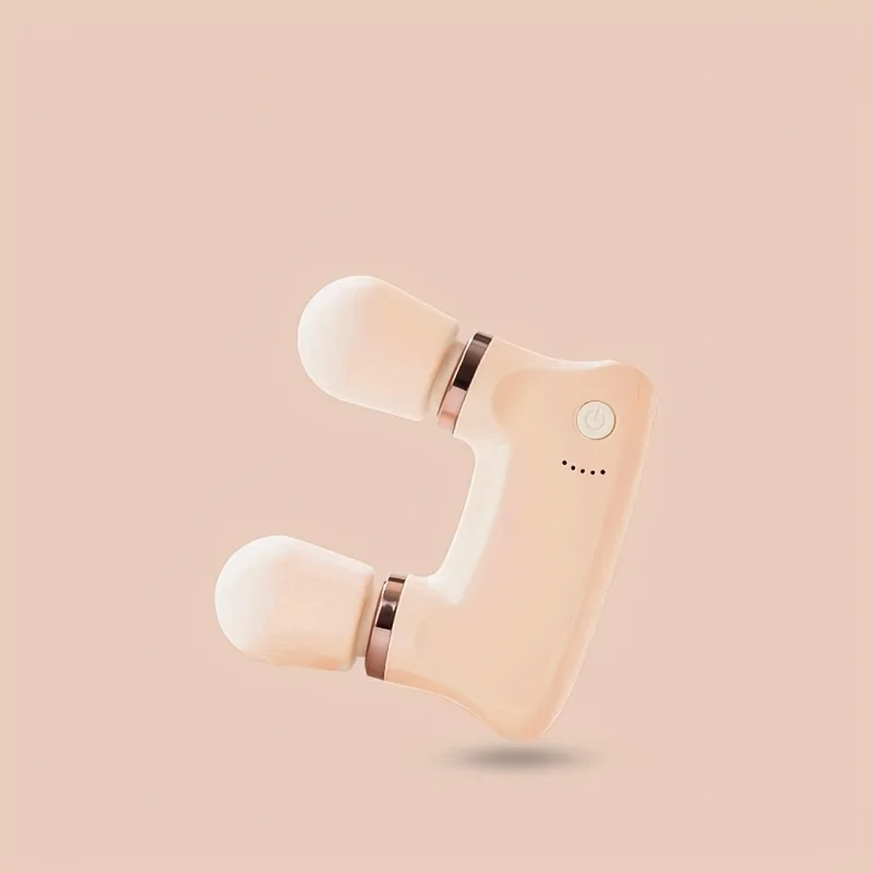 ปืนนวดไฟฟ้าแบบสองหัวขนาดเล็กไร้สาย สำหรับผ่อนคลายกล้ามเนื้อ นวดหน้า ขา หน้าท้อง พร้อมระบบทำความร้อนและการสั่นสะเทือน