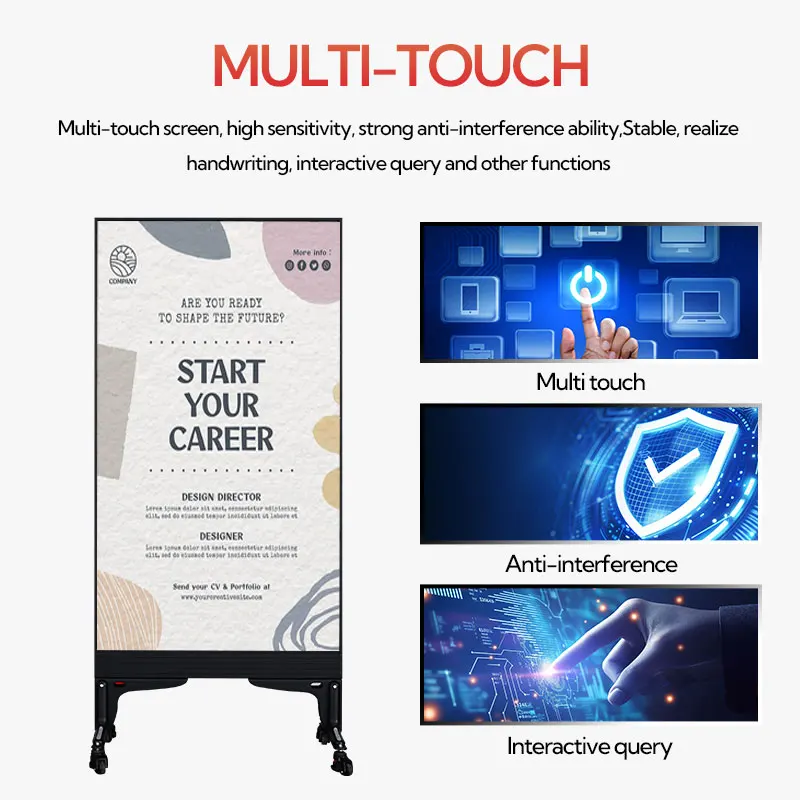 كشك شاشة LED شفاف رفيع للغاية يعمل باللمس عالي الدقة لمتاجر البيع بالتجزئة ووظيفة الرسوم المتحركة لمراكز التسوق