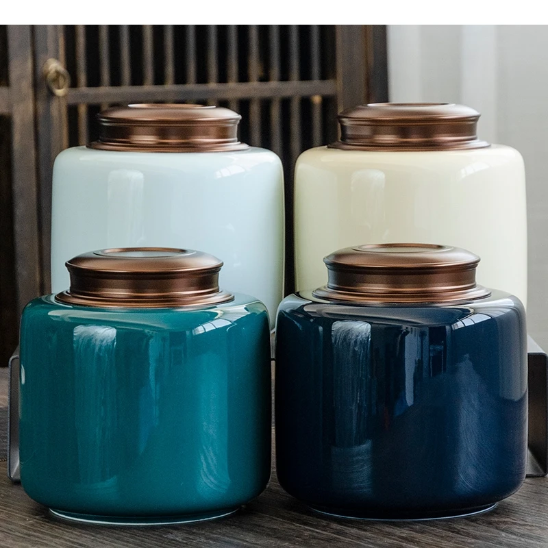 

Ceramics Tea Cans Coffee Storage Tanks Metal Lids Home Jars with Moisture Proof Snack Candy Containers