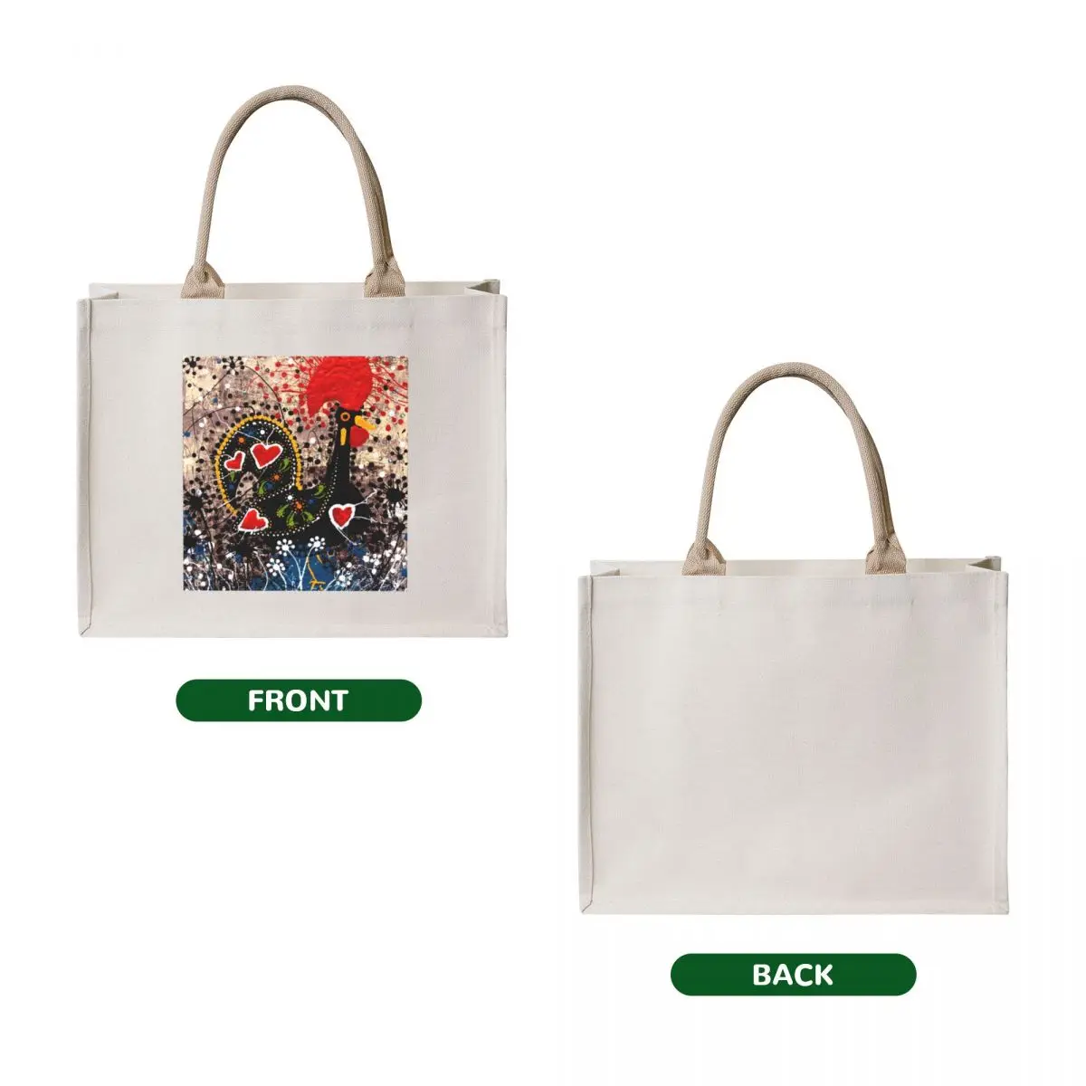 Portuguese Rooster 3 Tote Bag Big bag women foldable reusable bag supermarket folding
