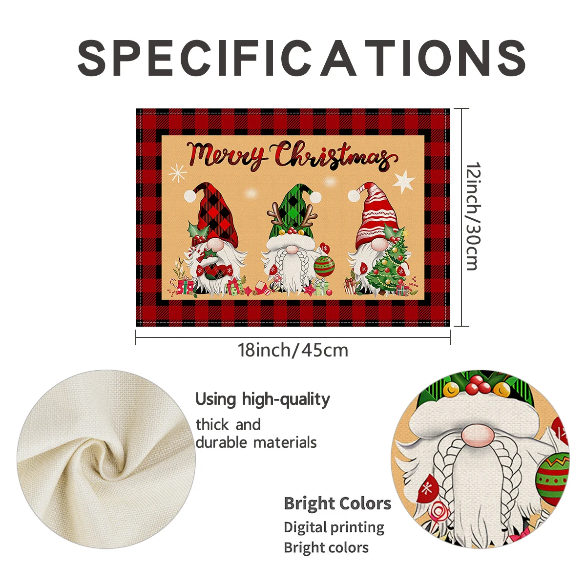 1/4/6pcs Christmas Mat, Retro Buffalo Grid, Christmas Tree Saint, Dwarf Pattern Dining Table Non slip Thermal Insulation Mat