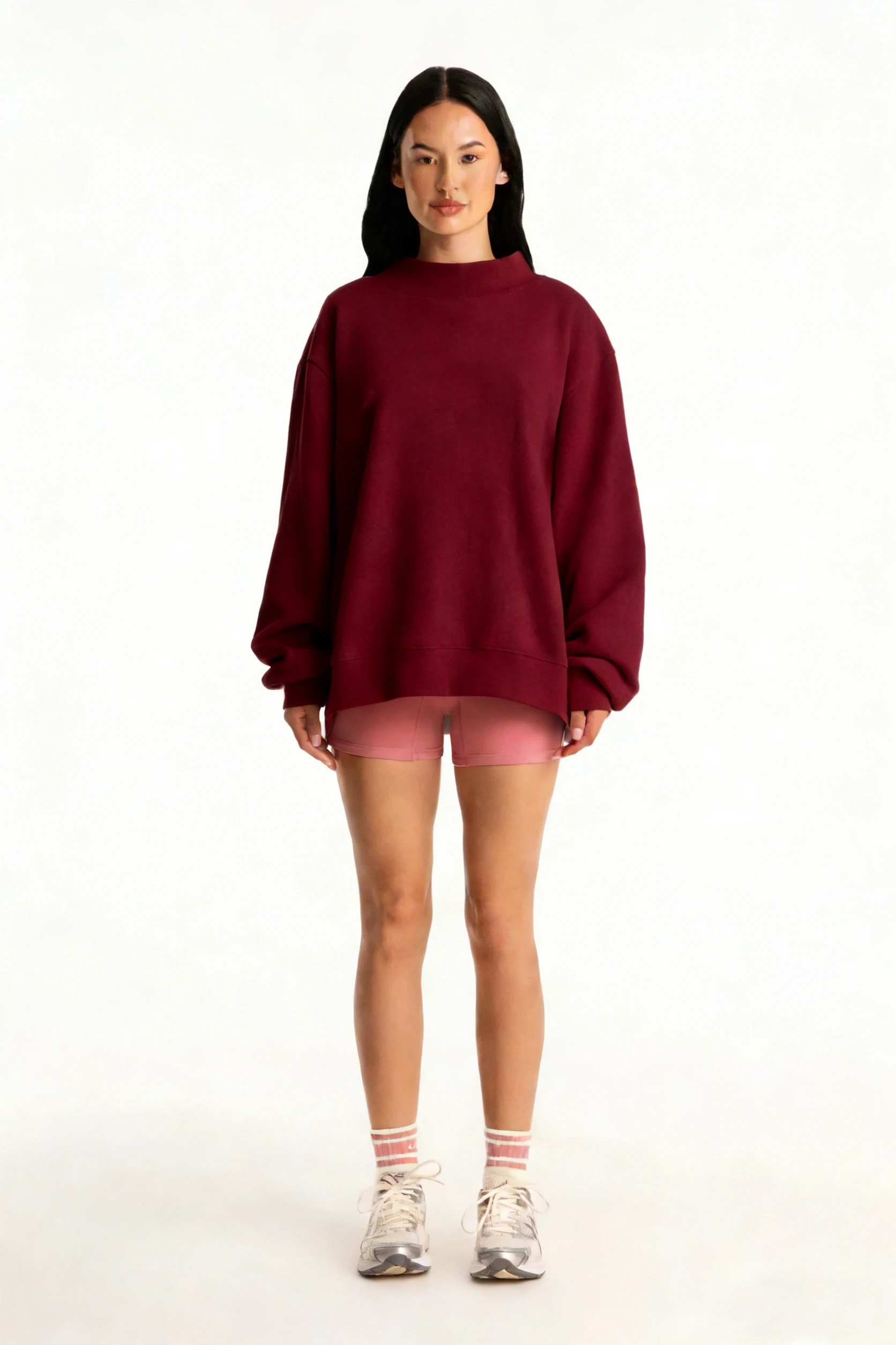 

Женский свитшот однотонный повседневный с воротником-стойкой, свободный вязаный пуловер, мягкий топ, корейская версия 2026 года, свитшот с круглым вырезом