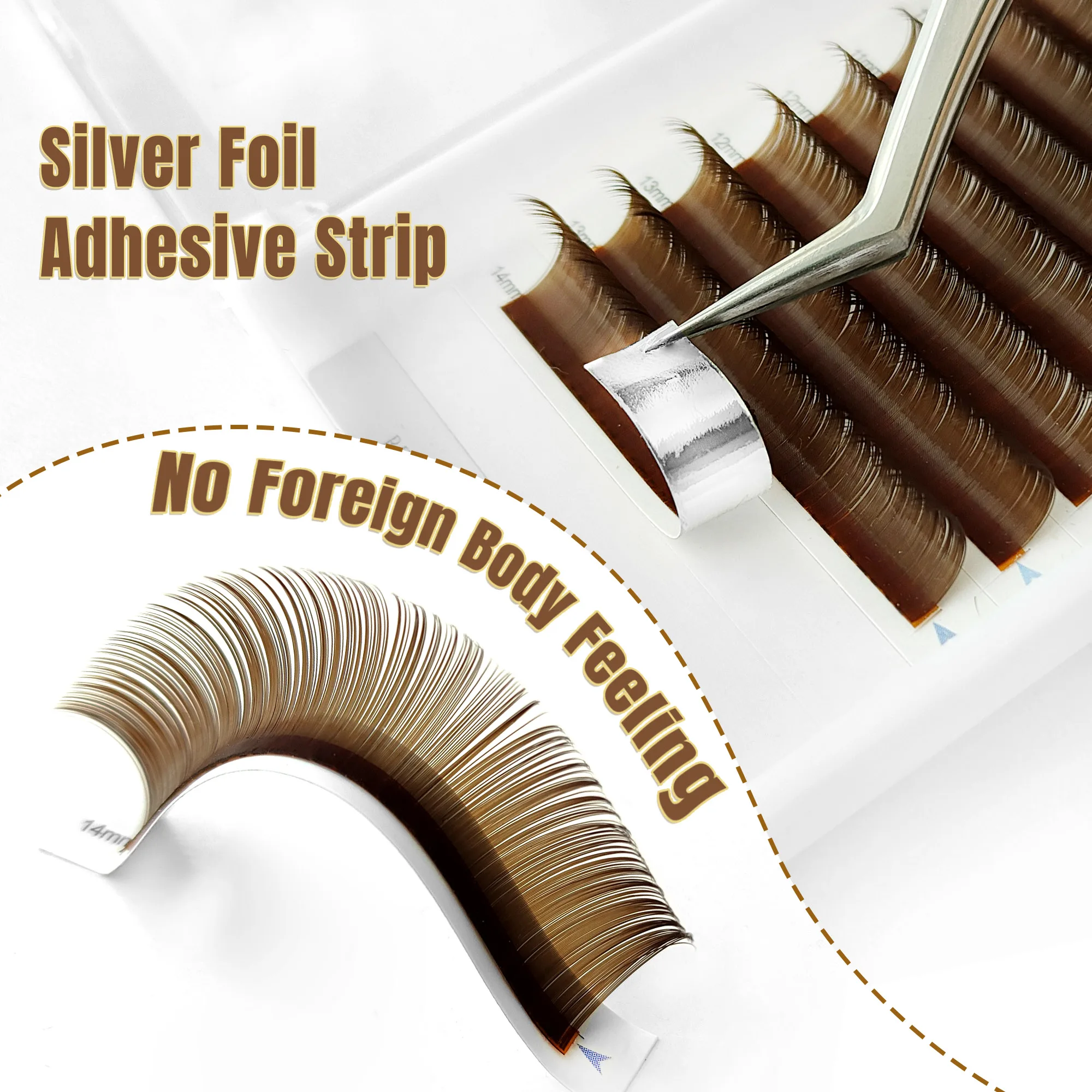 COMANGO Dark Brown Individual Lashes Chocolate Colorful Soft Blister Mega Volume Fans Premium Classic Eyelash Lifting Extension