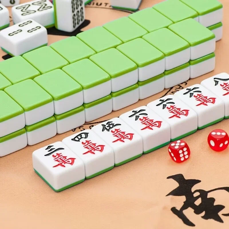 Classic Traditional Chinese Mahjongs Mini Mahjongs Board Game Portable Travel Set 144pcs Mahjongs Dominos Family Tabletop Game