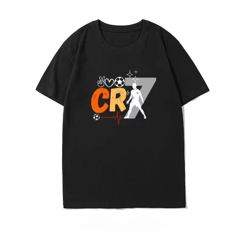 

2025 Summer Cristiano Ronaldo short-sleeved T-shirt for both men and women CR7 cotton loose plus-size football fan wear