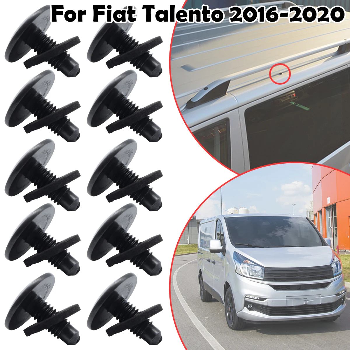 

10SET WHT006148 Car Roof Rack Holes Panel Blanking Black Screws Bolts Sealed N90993801 For Fiat Talento 2016 2017 2018 2019 2020