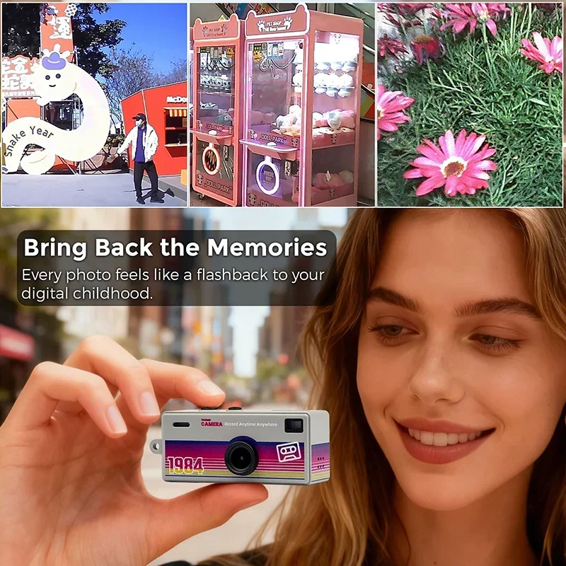 كاميرا رقمية صغيرة 1080P 130 °   عدسة واسعة الزاوية حجم سلسلة المفاتيح الرجعية مع شاشة LCD 0.95 بوصة كاميرا صور هدية عيد ميلاد