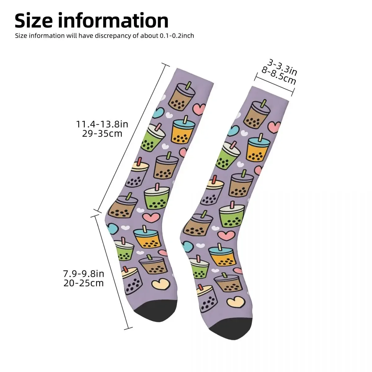 Cute Bubble Tea Flavors And Hearts Pattern Socks Harajuku High Quality Stockings All Season Long Socks Unisex Birthday Present