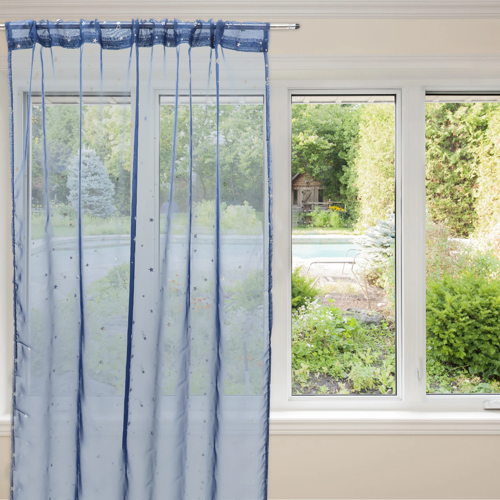 

Stars Pattern Semi Sheer Curtains Polyester Gauze Window Curtain Decorative Sheer For Home Bedroom Living Room Elegant