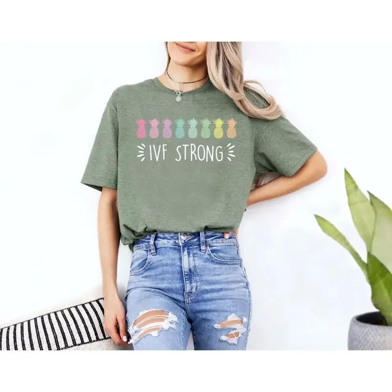 Ivf Strong T Shirt Infertility Awareness Pineapple Mom transfer day Stay Positive
