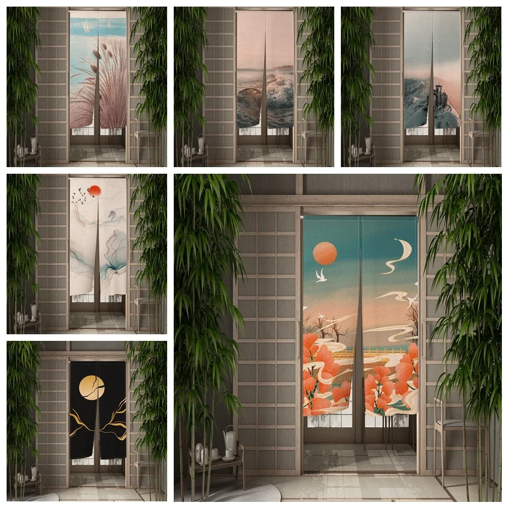 Door Curtains Japanese Style Home Linen Cotton Door Curtain for Kitchen Bathroom Partition Curtains Privacy Blackout Door