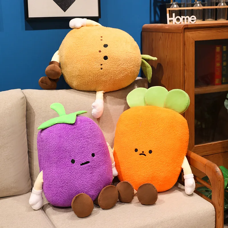 

16/60CM Kawaii Cartoon Simulation Anime Eggplant Potato Carrot Vegetable Plush Toy Pillow Children's Vegetable Pendant Puppet