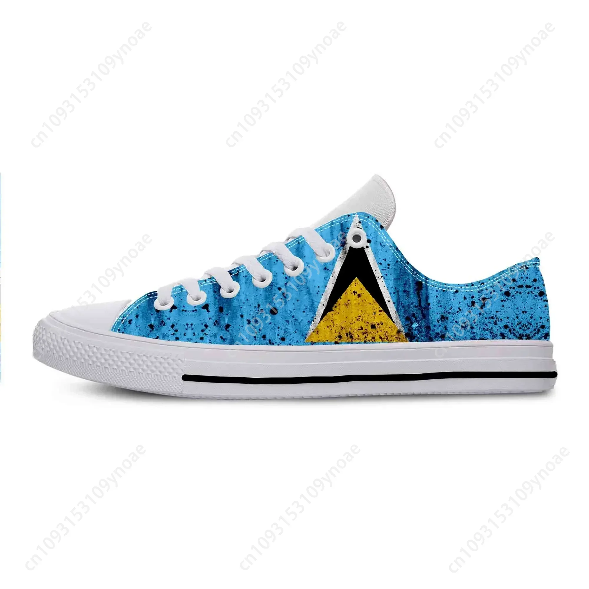 Saint Lucia Lucian Flag Patriotic Pride Cool Funny Casual Cloth Shoes Low Top Comfortable Breathable 3D Print Men Women Sneakers