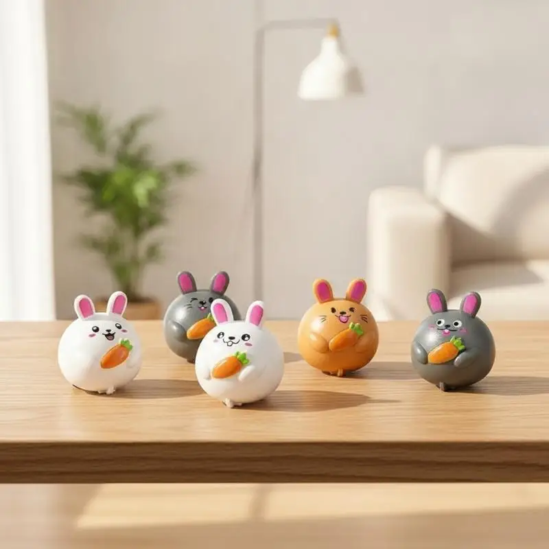 Mini Friction Powered Cute Rabbit Pull Back Toys 2/10 Pcs Cartoon Animal Vehicles for Toddlers Indoor Outdoor Play