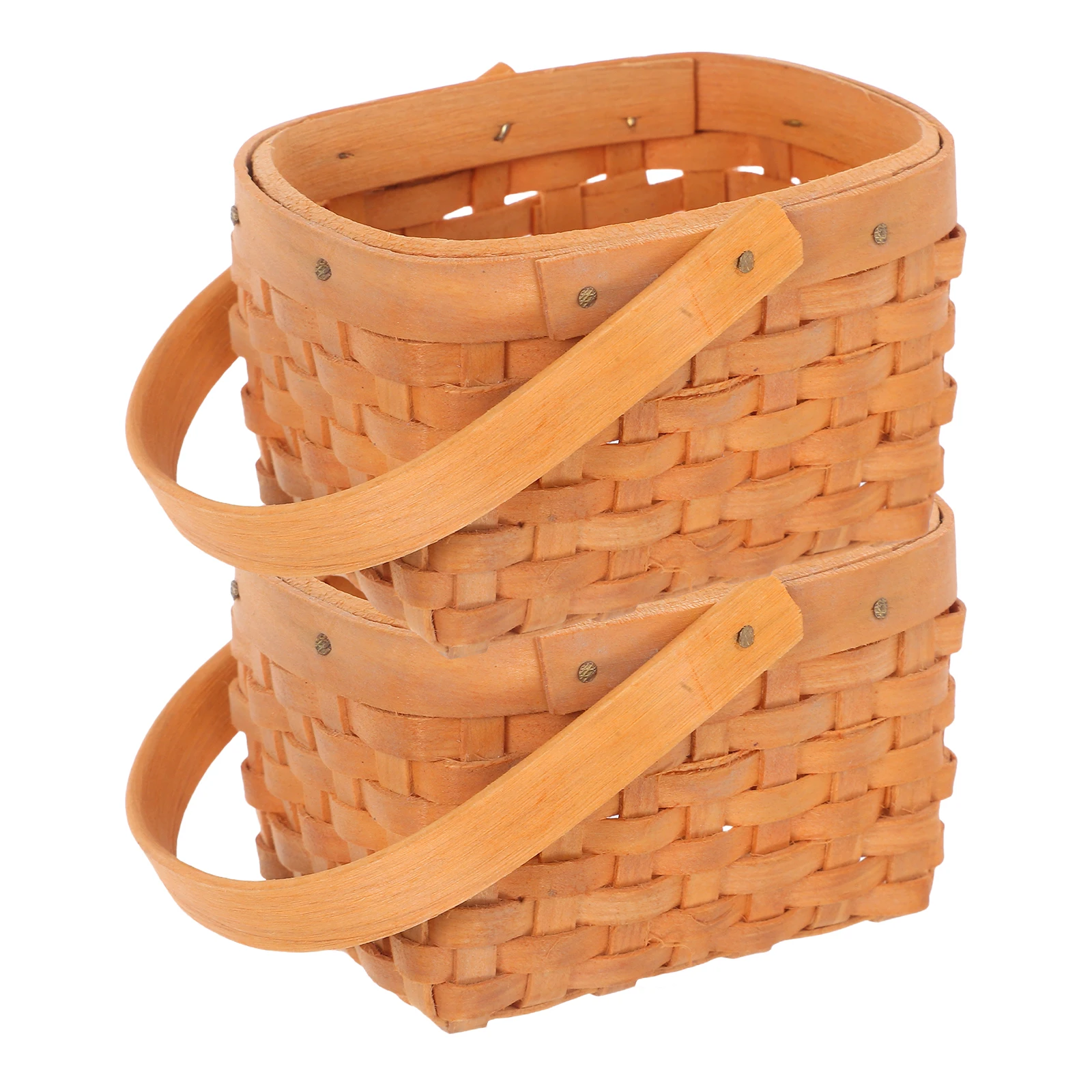 

2 Pcs Mini Shopping Basket Storage Baskets Kitchen Easter Flower with Handle Weave