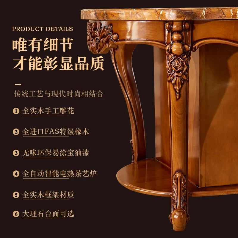 European tea table marble solid wood tea table and chair combination home balcony office club American kung fu tea table