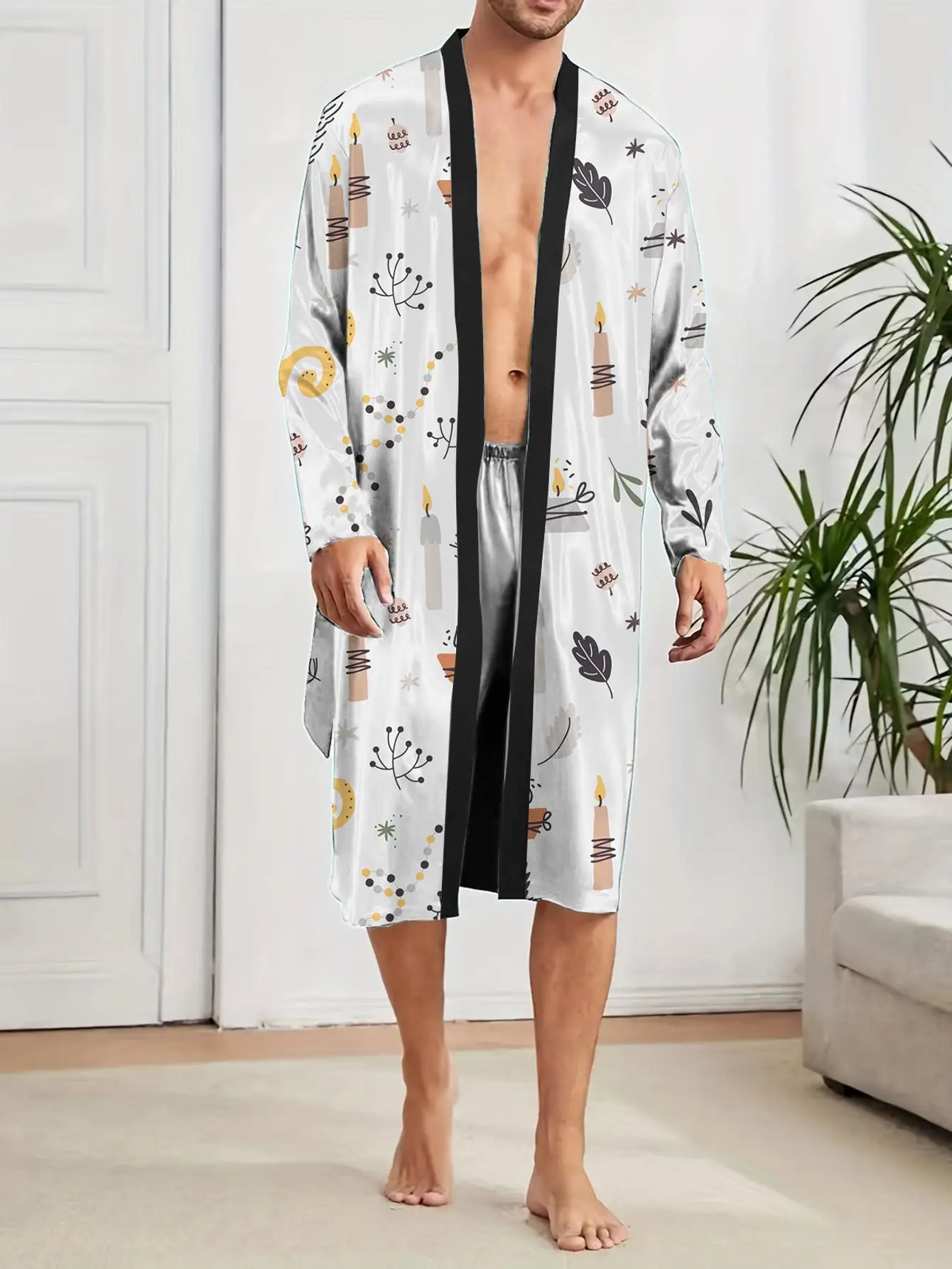 1pcs Men's Robes 2026 Spring/Summer 3D Printed bath robe robe Shower robe dressing gown Graphic Breathable Funny pajamas