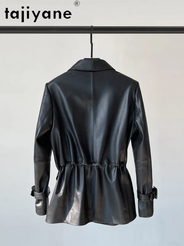 TAJIYANE Real Sheepskin Leather Jacket Woman Drawstring Waist Trench Coat Casual Slim Fashion Jackets Fall Women Clothes 2026 코트