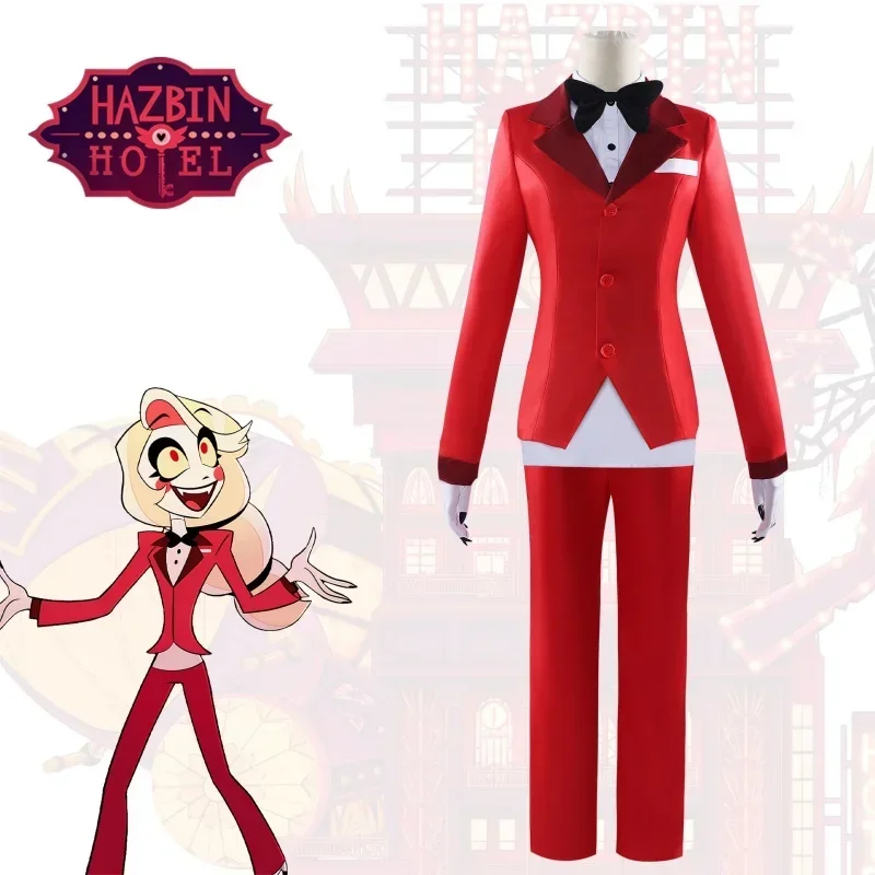 Anime Charlie Morningstar Vox cosplay hazbinhotel Fantasia kostium przebranie dla kobiet mężczyzn kurtka spodnie kapelusz strój Halloween garnitur