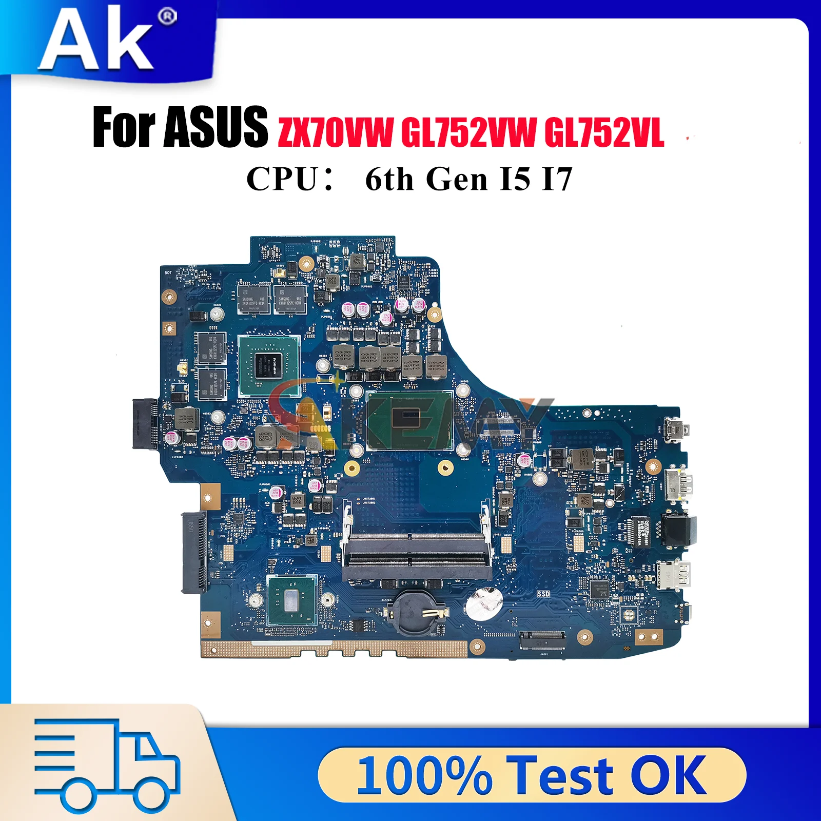 

GL752VW Материнская плата для ноутбука ASUS ROG Strix GL752VW GL752VL ZX70VW GL752V Материнская плата для ноутбука с процессором I5 I7 100% тесты OK stk