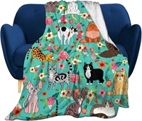 Cute cats Print Blanket Flannel Blanke Bed Sofa Travel Camping Super Soft Cozy Plush Blanket dogs Print Throw for All Seasons