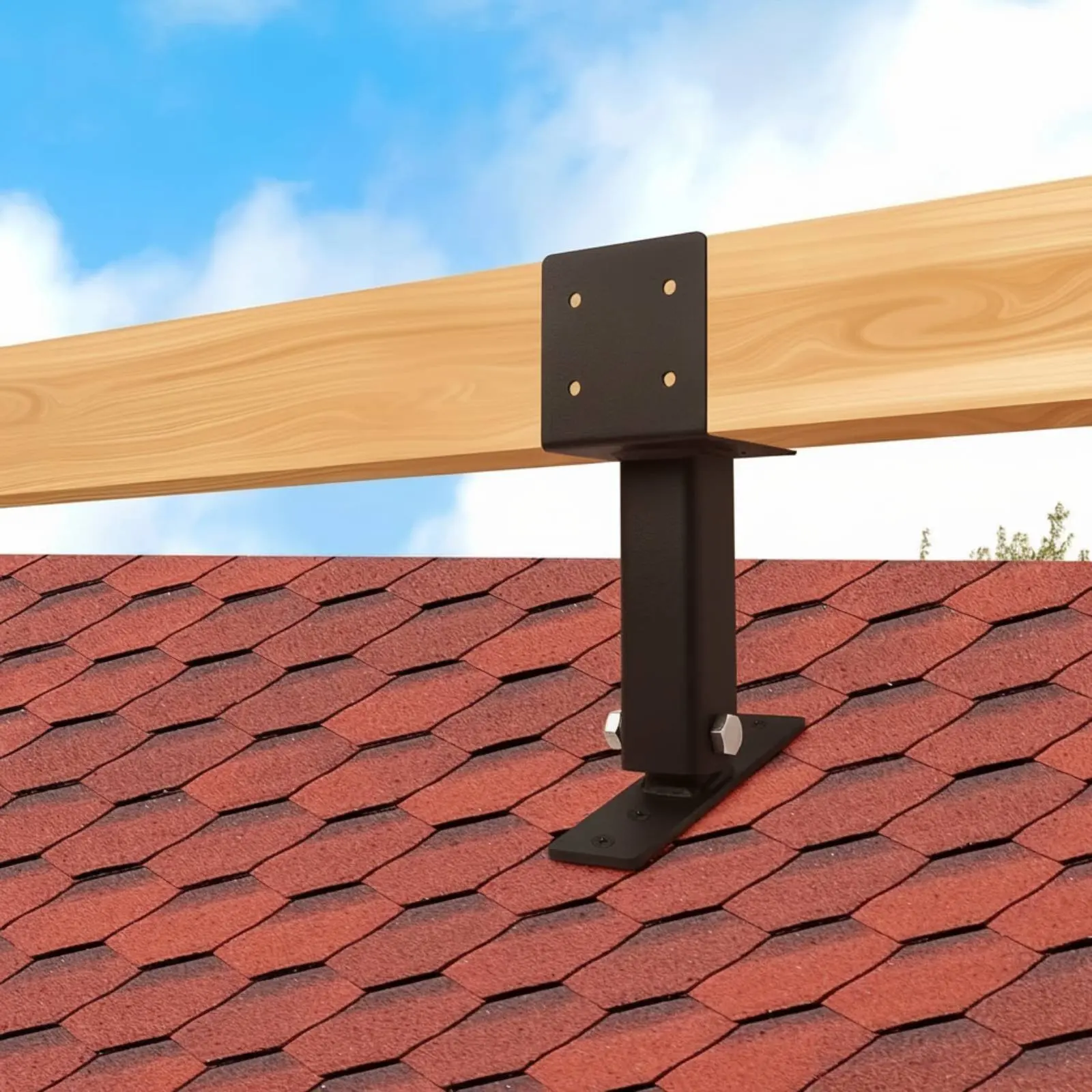 Roof Riser Beam Bracket Easy Install Adjustable Pergola Bracket Beam Mount Support DIY Friendly Coated for Builders