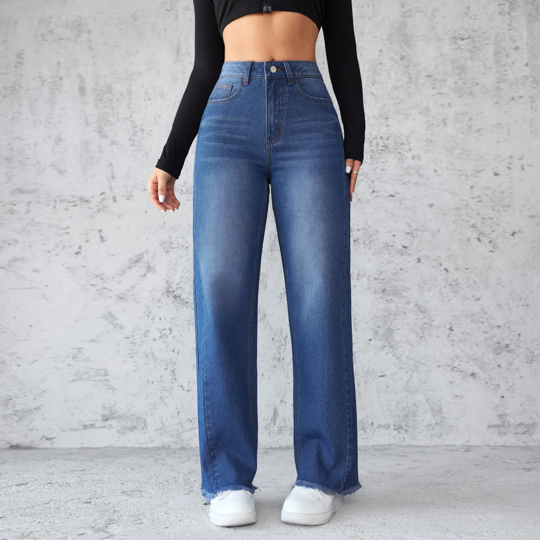 Women Denim Jeans Ladies Wide Leg Straight Pants Full Length Long Jean Pants pantalones de mujer