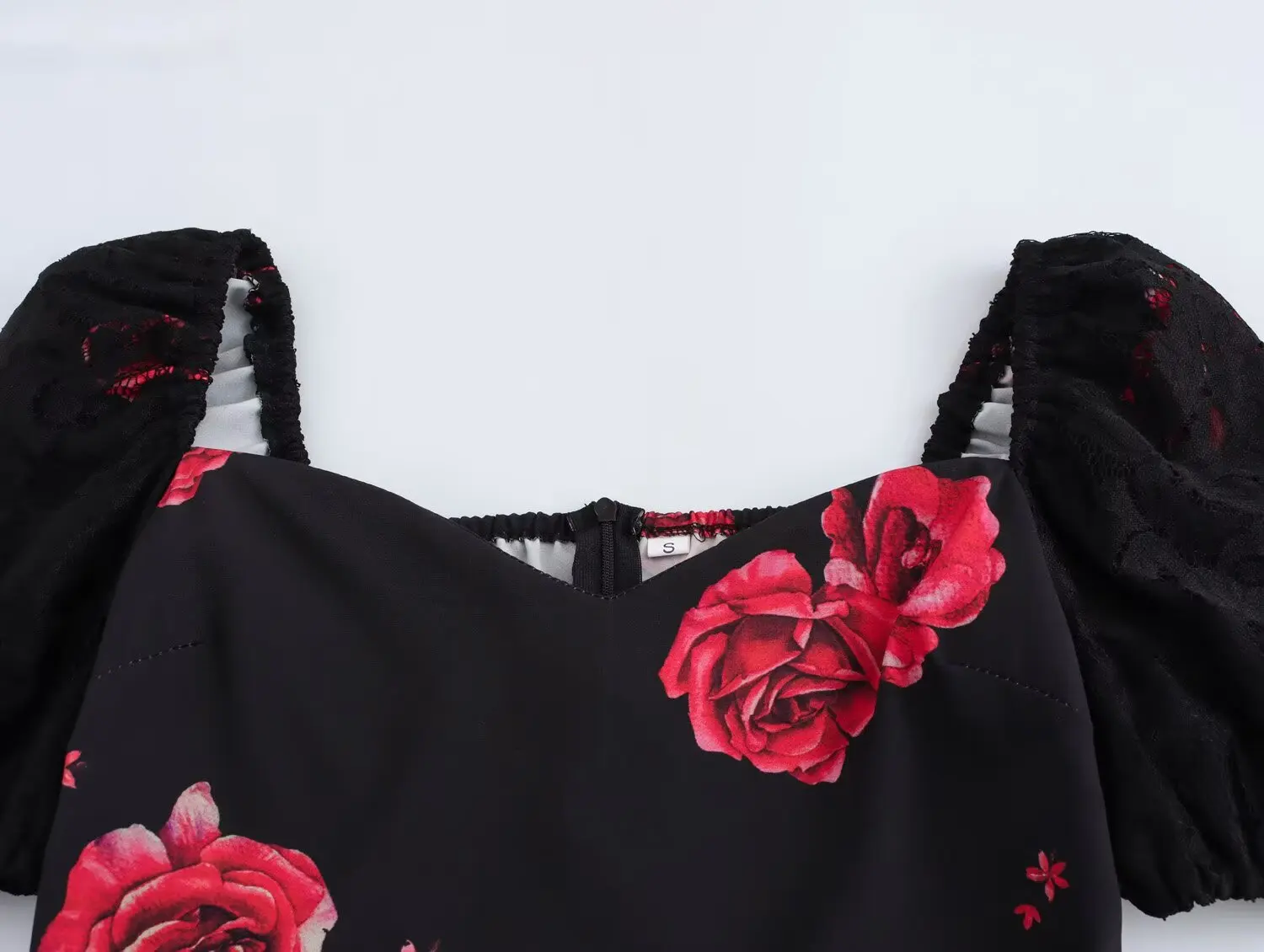   Verão nova moda feminina temperamento impresso mangas bolha francesa vestido de emagrecimento