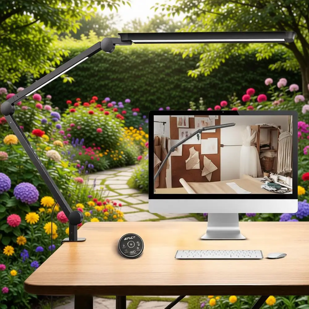 

Desk Lamp with Clamp, Flexible Swing Arm Light, Dual LED, Step Dimming, 5 Color Modes & 4 Brightness Settings