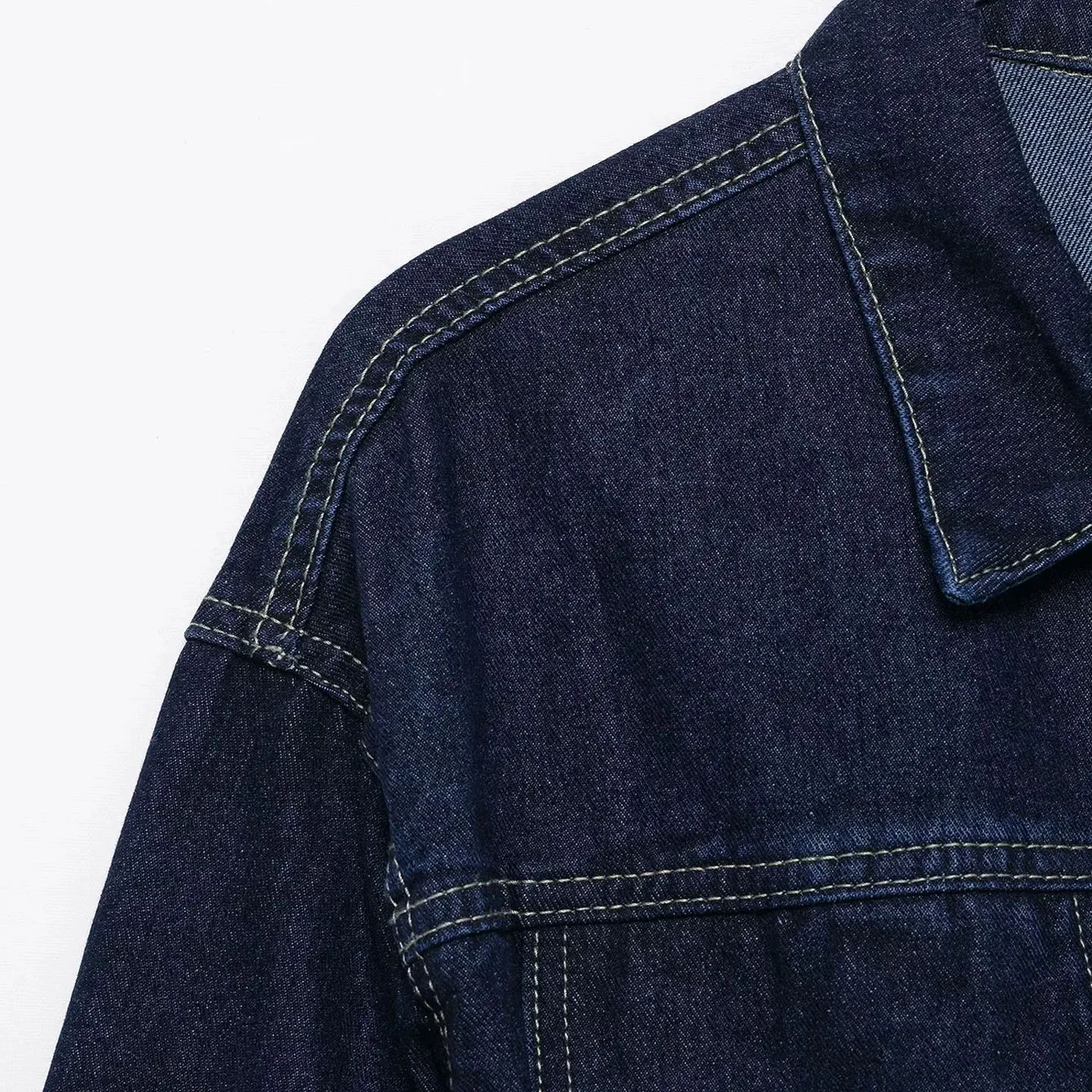 CH Damen Denim Zweiteiler: Langärmelige Jacke mit Gürtel und Weitbein-Jeans, Lässiger Street-Style Anzug für Damen, Herbst-Winter-Stil – Detail 8