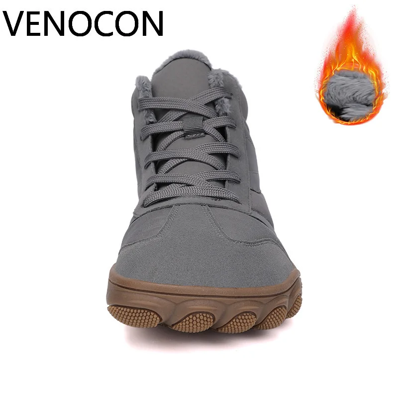 VENOCON Barefoot Wide Toe Box Synthetic Upper Short Plush Lining Minimalist Winter Snow Shoes Boots Sneakers For Men Man Woman