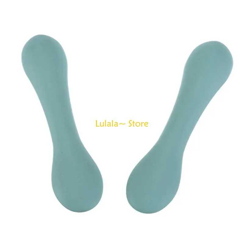 Y4QA الطفل ملعقة التغذية الذاتية أدوات المطبخ طفل أدوات المائدة المحمولة أكل التدريب ملعقة الاطفال الأكل تغذية لوازم 2 قطعة #5