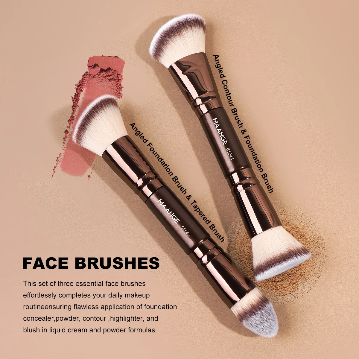 Zestaw Pędzli do Makijażu MAANGE 18 szt. Premium Syntetyczne Pędzle do Pudru, Podkładu, Konturowania, Korektora, Cieni do Powiek, Blendowania, Linera