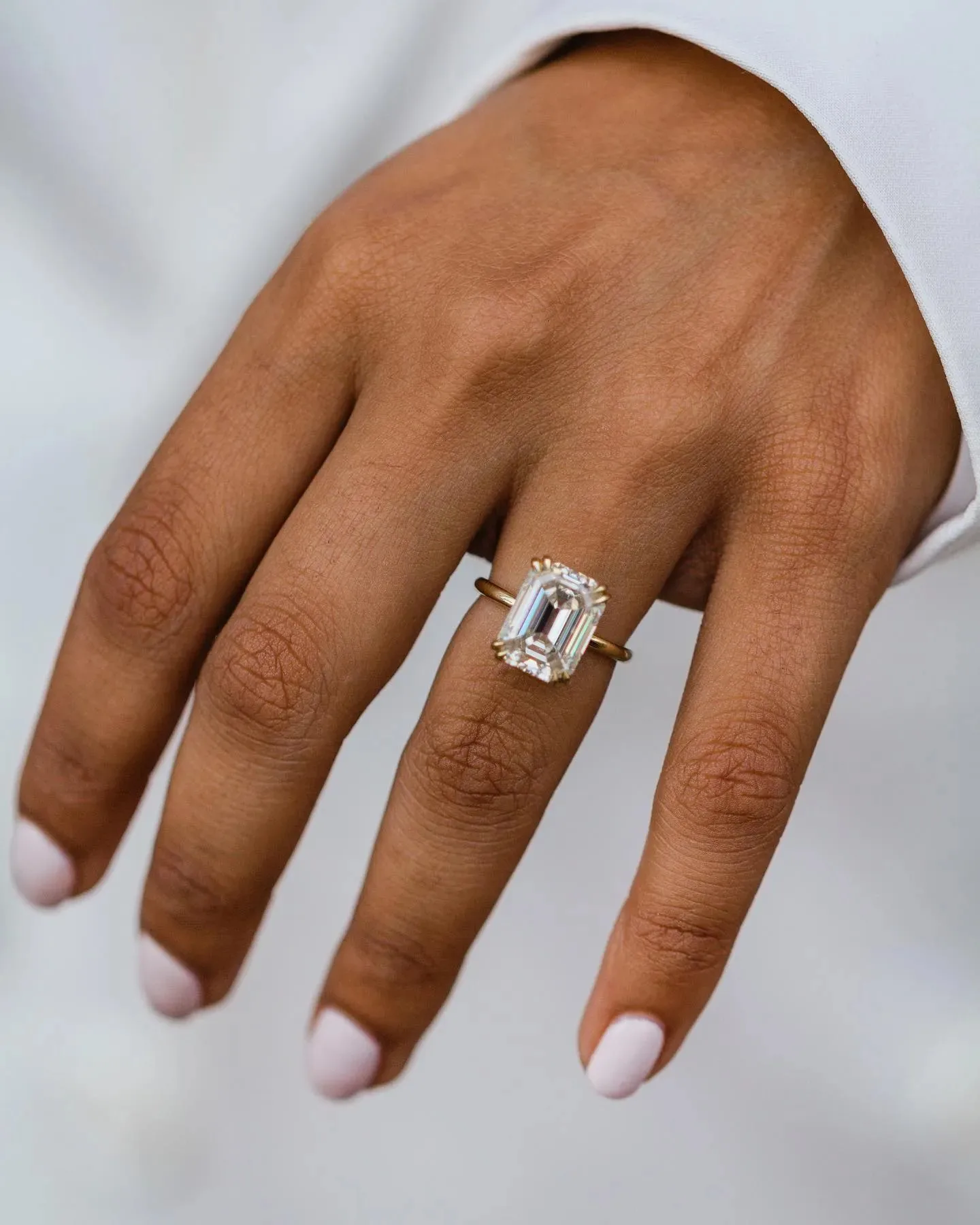 Old Mine Emerald Cut 6CT Vintage Moissanite Solitaire Engagement Ring, 12×9mm Center Stone, Double Claw Prong Setting, Solid 18K Yellow Gold Fine Jewelry, Wedding Anniversary Bridal Gift For Women view 5