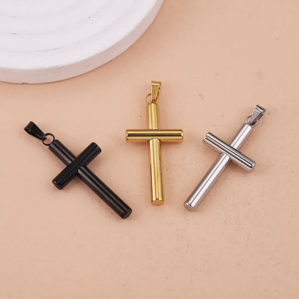 3pcs Cross Charms for Jewelry Making Supplies Stainless Steel Pendants 3 size DIY Hip Hop Necklace Cross Pendant Punk Style