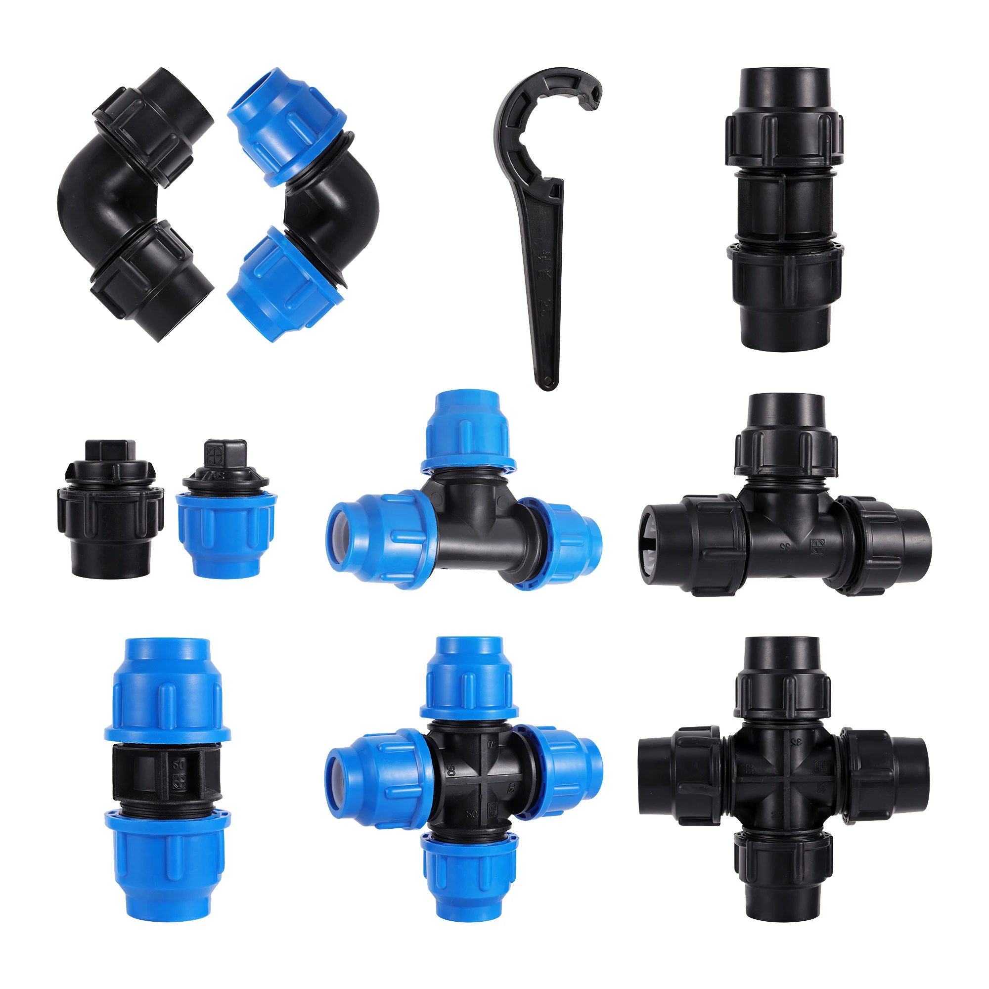 

32mm PE Pipe Lock Tee Straight Elbow Hose Repair Connector Extender Quick Connector Agricultural Orchard Irrigation Accessories