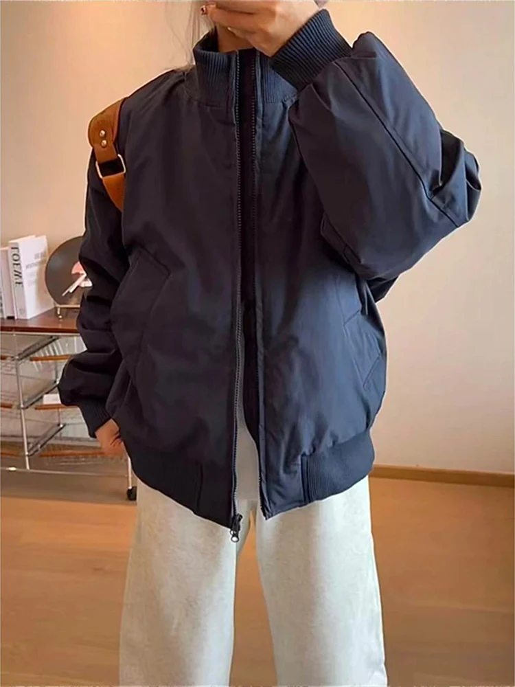 

Хлопковая куртка-бомбер в американском стиле для мужчин, утепленная, с воротником-стойкой, осенне-зимняя модная верхняя одежда