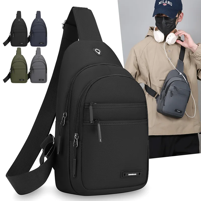 

Fashion Chest Bag Men's Large Capacity Chest Bag Lightweight Messenger Bag Adjustable Shoulder Straps Zippered Compartments