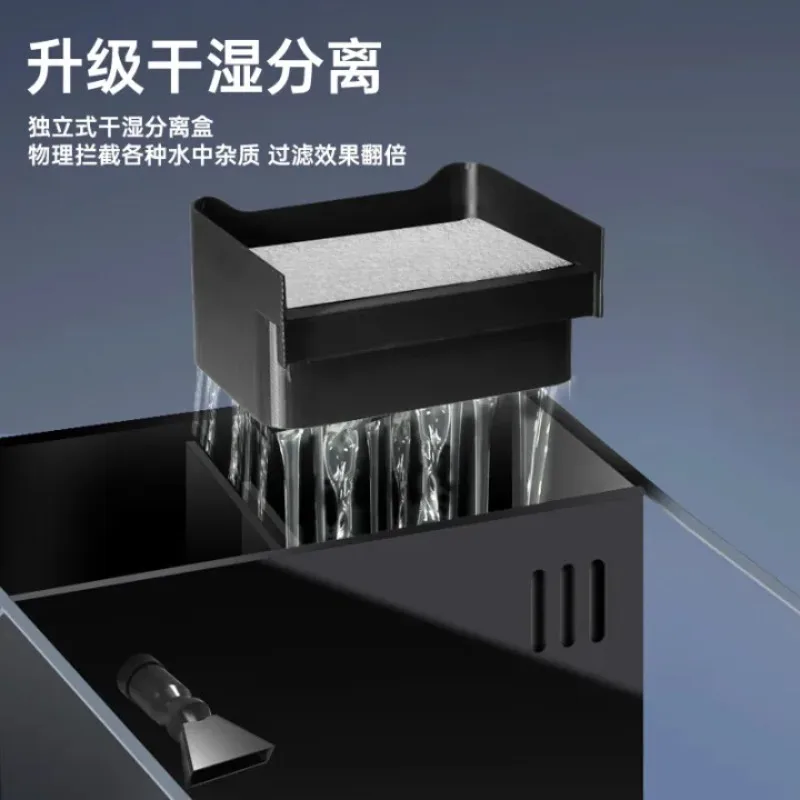 Gold crystal ultra white glass side filter desktop stream tank self