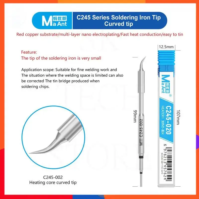 

Rapid Heating C245 Soldering Tips 1-second Warm Up Seamless Design for Phone Repair Shops Electronic Assembly & DIY Projects
